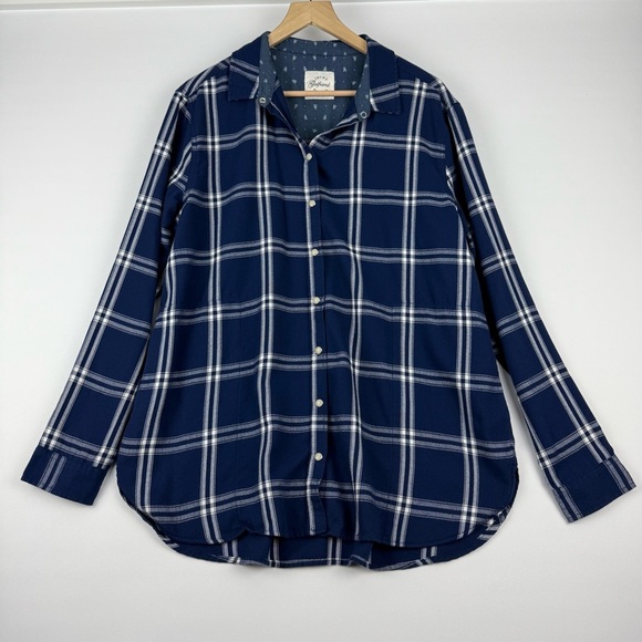 Jachs Girlfriend Navy Plaid Button-Up Shirt – Size XL - Picture 1 of 6